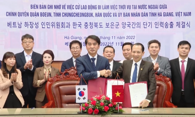Tỉnh Hà Giang và Chính quyền quận Beoun (Hàn Quốc): Ký kết hợp tác xuất khẩu lao động thời vụ